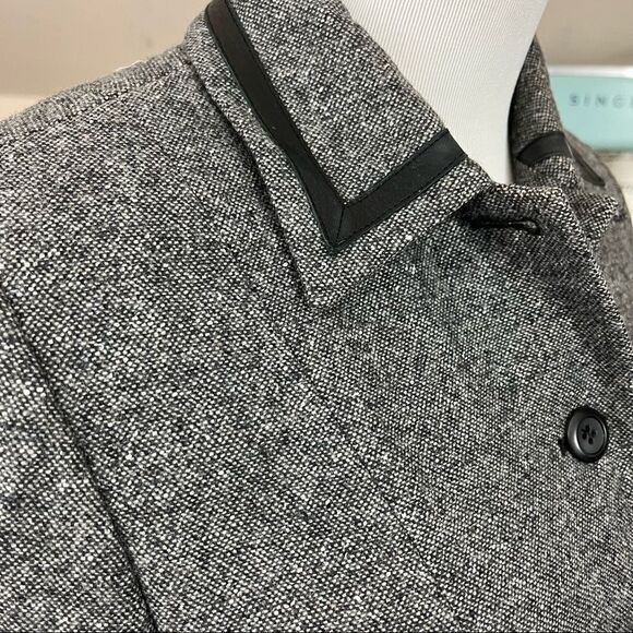 Vintage Pendleton Wool Silk Tweed Style Skirt Suit Leather Trim Black Small - Picture 5 of 10